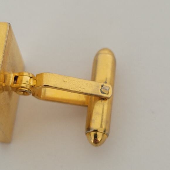 Givenchy G French Tie Bar Clip Cufflinks Set Gold Silver Tone Logo Geometric - Picture 8 of 15